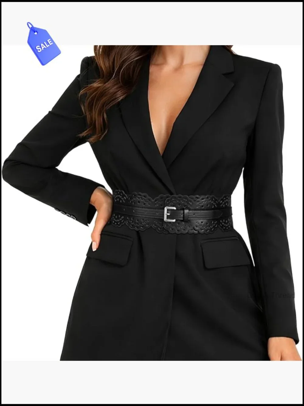 Vintage Chunky Wide Waist Belt with Prong Buckle for Dresses